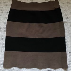 Black and Brown Striped Pencil Skirt